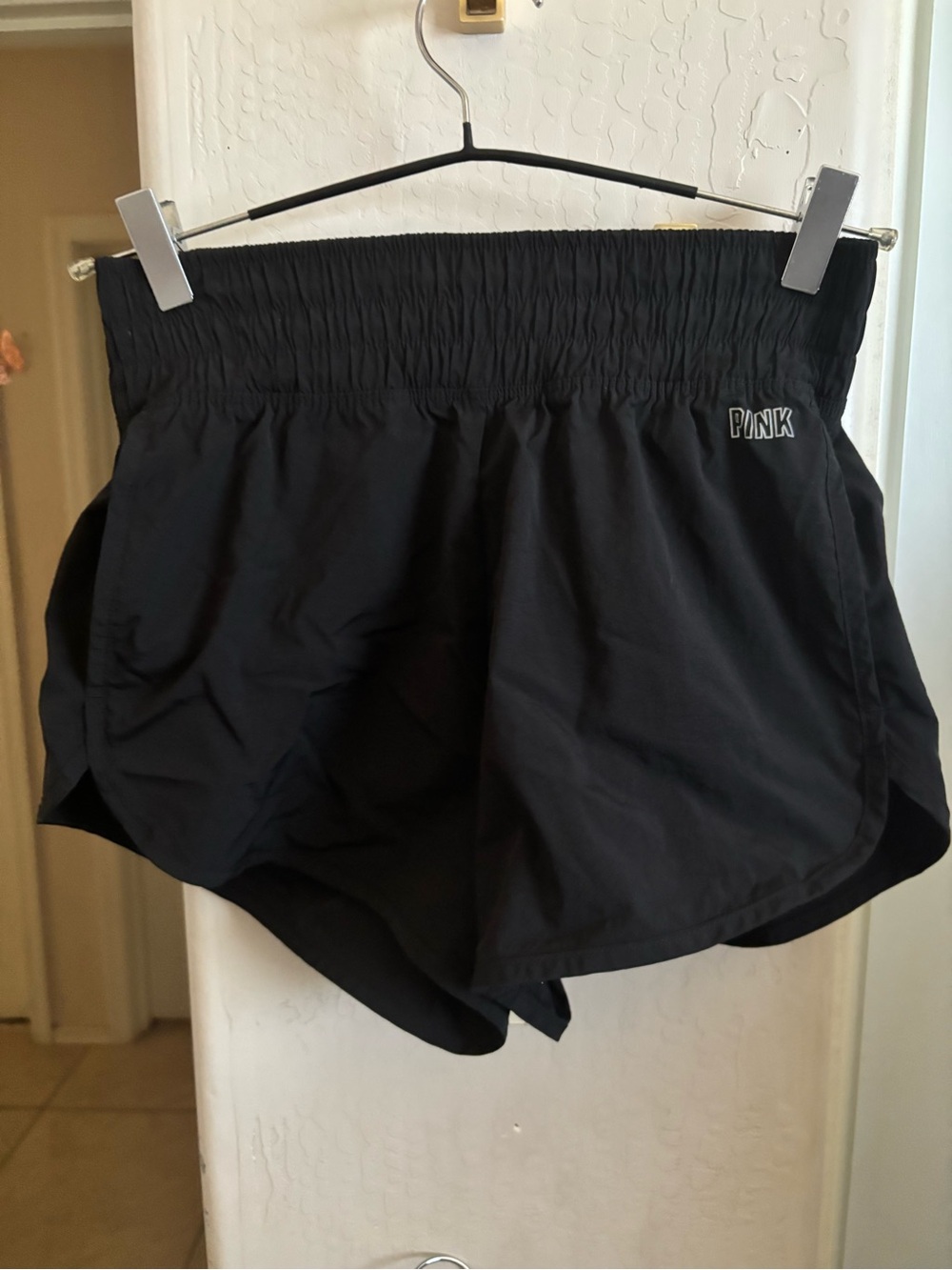 EUC PINK Victoria's Secret Women's Black Athletic Shorts - Smocked Waist, Size S
